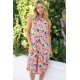 Printed Sleeveless Dress with Pockets Printed Sleeveless Dress with Pockets