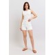 Ainsley High Rise Double Roll Cuffed Shorts in White Ainsley High Rise Double Roll Cuffed Shorts in White