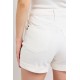 Ainsley High Rise Double Roll Cuffed Shorts in White Ainsley High Rise Double Roll Cuffed Shorts in White