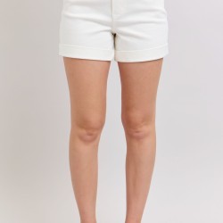 Ainsley High Rise Double Roll Cuffed Shorts in White