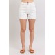 Ainsley High Rise Double Roll Cuffed Shorts in White Ainsley High Rise Double Roll Cuffed Shorts in White