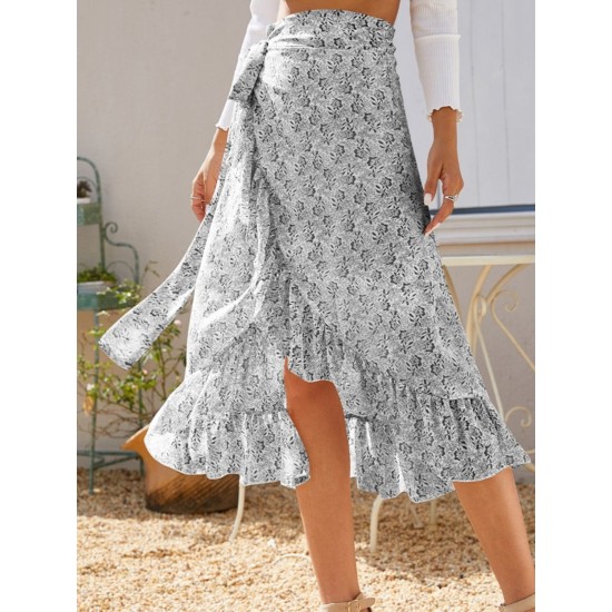 Printed Ruffled Midi Skirt (multiple color options) Printed Ruffled Midi Skirt (multiple color options)