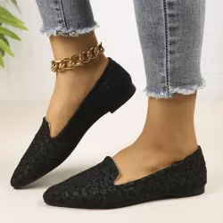 Point Toe Block Heels Slip-Ons