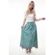 Printed Elastic Waist Band Long Skirt with Tassels in Mint Combo Printed Elastic Waist Band Long Skirt with Tassels in Mint Combo
