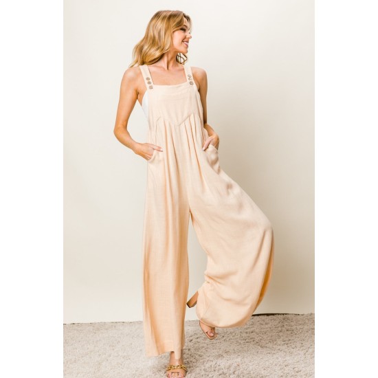 Texture Sleeveless Wide Leg Jumpsuit Texture Sleeveless Wide Leg Jumpsuit