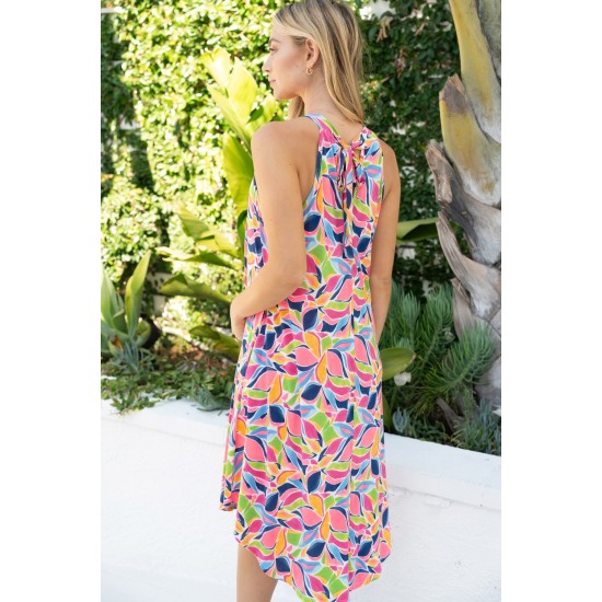 Printed Sleeveless Dress with Pockets Printed Sleeveless Dress with Pockets