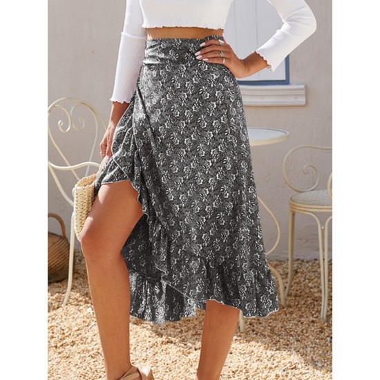 Printed Ruffled Midi Skirt (multiple color options) Printed Ruffled Midi Skirt (multiple color options)