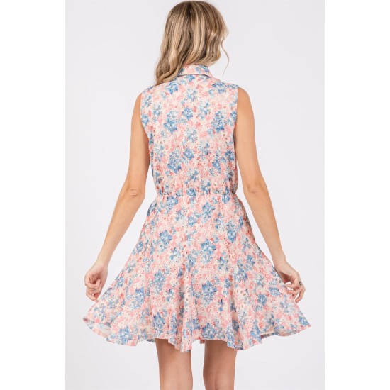 Floral Eyelet Sleeveless Mini Dress Floral Eyelet Sleeveless Mini Dress