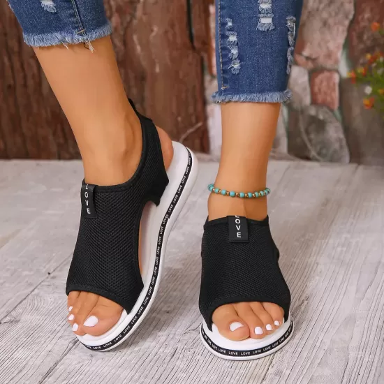 Mesh Open Toe Platform Sandals Mesh Open Toe Platform Sandals