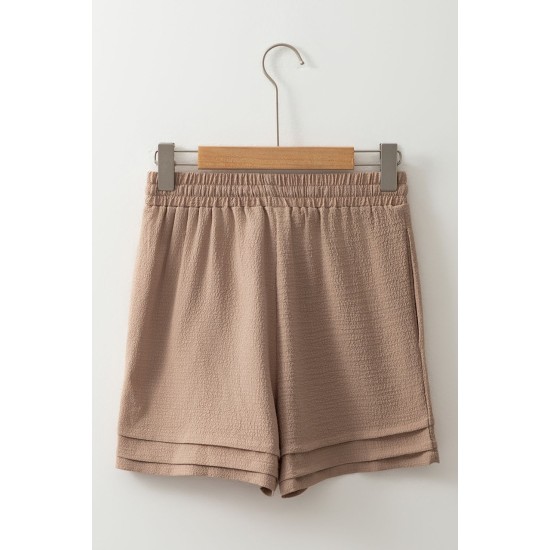 Textured Tiered Edge High Waist Shorts Textured Tiered Edge High Waist Shorts