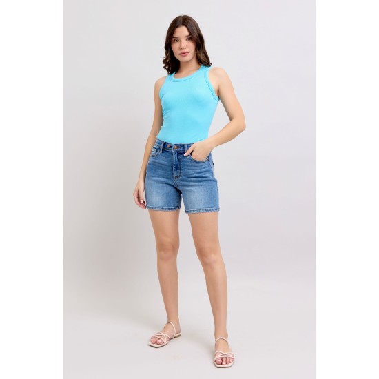 Button Denim Shorts with Pockets Button Denim Shorts with Pockets