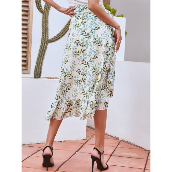 Printed Ruffled Midi Skirt (multiple color options) Printed Ruffled Midi Skirt (multiple color options)
