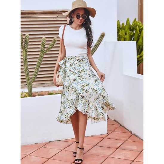 Printed Ruffled Midi Skirt (multiple color options) Printed Ruffled Midi Skirt (multiple color options)