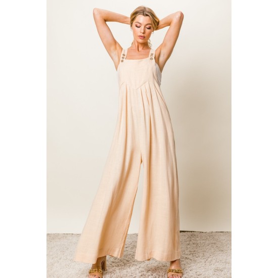 Texture Sleeveless Wide Leg Jumpsuit Texture Sleeveless Wide Leg Jumpsuit