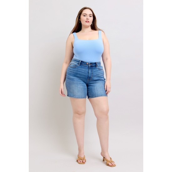 Button Denim Shorts with Pockets Button Denim Shorts with Pockets