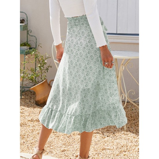Printed Ruffled Midi Skirt (multiple color options) Printed Ruffled Midi Skirt (multiple color options)