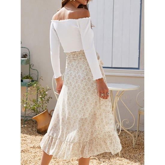 Printed Ruffled Midi Skirt (multiple color options) Printed Ruffled Midi Skirt (multiple color options)