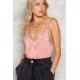 POL Adjustable Strap Lace Trim Cami in Pink POL Adjustable Strap Lace Trim Cami in Pink