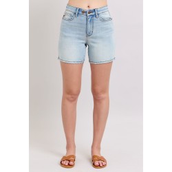 Button Denim Shorts with Pocket