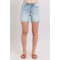 Button Denim Shorts with Pocket
