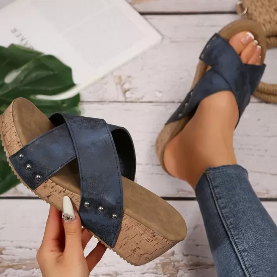 Crisscross Open Toe Wedge Sandals Crisscross Open Toe Wedge Sandals