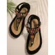 Colorful Beaded T-Strap Flat Sandals Colorful Beaded T-Strap Flat Sandals