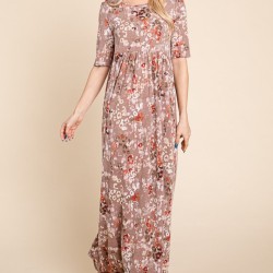 Printed Shirred Maxi Dress