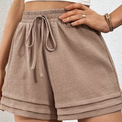 Textured Tiered Edge High Waist Shorts