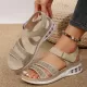 Open Toe Inlaid Rhinestone Wedge Sandals Open Toe Inlaid Rhinestone Wedge Sandals