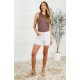 Ainsley High Rise Double Roll Cuffed Shorts in White Ainsley High Rise Double Roll Cuffed Shorts in White