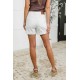 Ainsley High Rise Double Roll Cuffed Shorts in White Ainsley High Rise Double Roll Cuffed Shorts in White