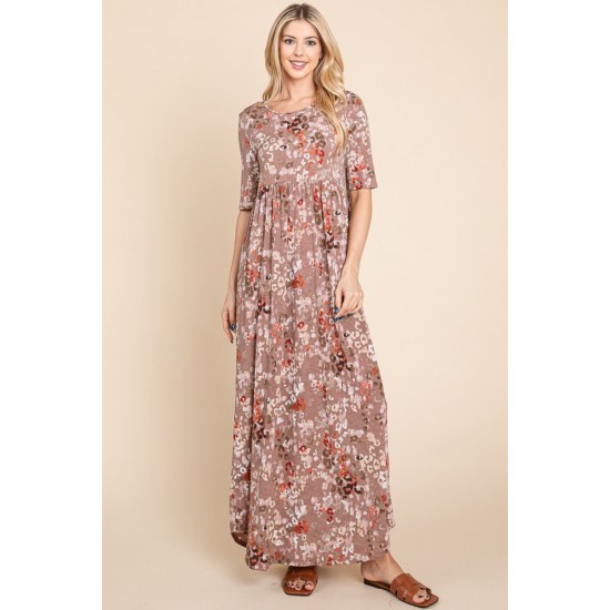 Printed Shirred Maxi Dress Printed Shirred Maxi Dress