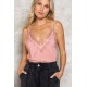POL Adjustable Strap Lace Trim Cami in Pink POL Adjustable Strap Lace Trim Cami in Pink