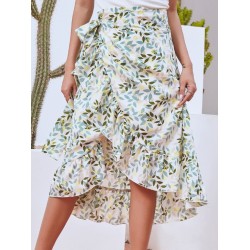 Printed Ruffled Midi Skirt (multiple color options)