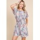 Printed Short Sleeve Drawstring Romper Printed Short Sleeve Drawstring Romper