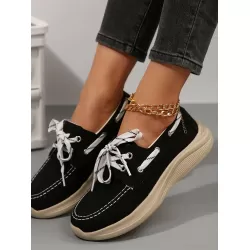 Lace Up Round Toe Sneakers