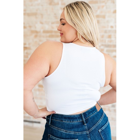 Cream of the Crop Rib Knit Tank Top in White Cream of the Crop Rib Knit Tank Top in White