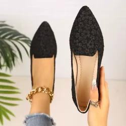 Point Toe Block Heels Slip-Ons