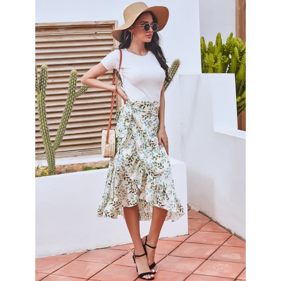 Printed Ruffled Midi Skirt (multiple color options) Printed Ruffled Midi Skirt (multiple color options)