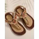 Colorful Beaded T-Strap Flat Sandals Colorful Beaded T-Strap Flat Sandals