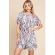 Printed Short Sleeve Drawstring Romper Printed Short Sleeve Drawstring Romper