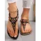 Colorful Beaded T-Strap Flat Sandals