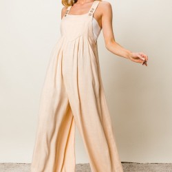 Texture Sleeveless Wide Leg Jumpsuit