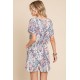 Printed Short Sleeve Drawstring Romper Printed Short Sleeve Drawstring Romper