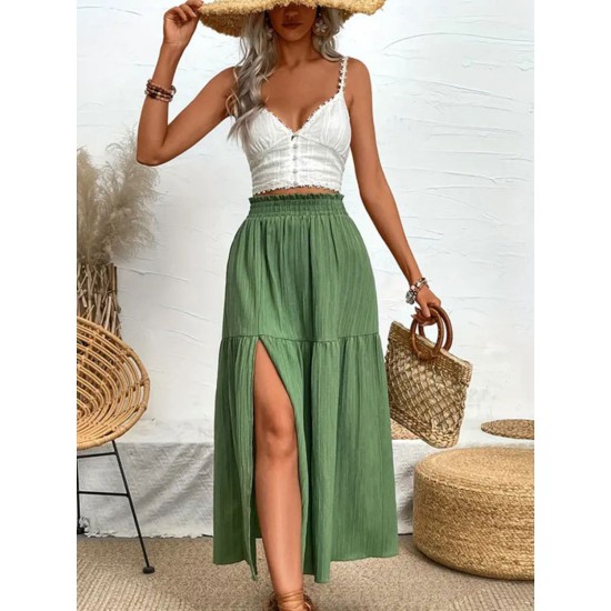 Frill Slit Skirt (multiple color options) Frill Slit Skirt (multiple color options)