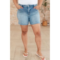 Elle High Rise Rhinestone Cutoff Shorts by Judy Blue