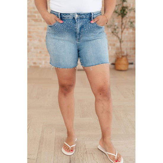 Elle High Rise Rhinestone Cutoff Shorts by Judy Blue Elle High Rise Rhinestone Cutoff Shorts by Judy Blue