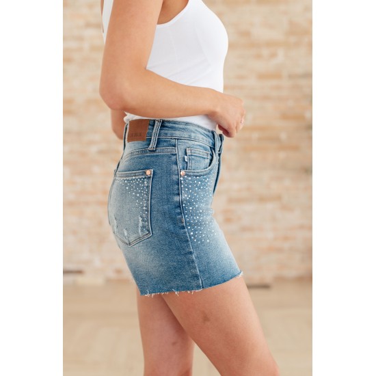 Elle High Rise Rhinestone Cutoff Shorts by Judy Blue Elle High Rise Rhinestone Cutoff Shorts by Judy Blue