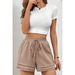 Textured Tiered Edge High Waist Shorts