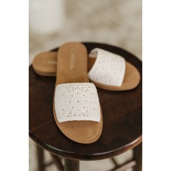 Imelda Off White Crocheted Slip On Sandal